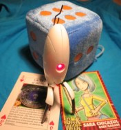 Three of hearts with ALICE, Sara, a die and a robot